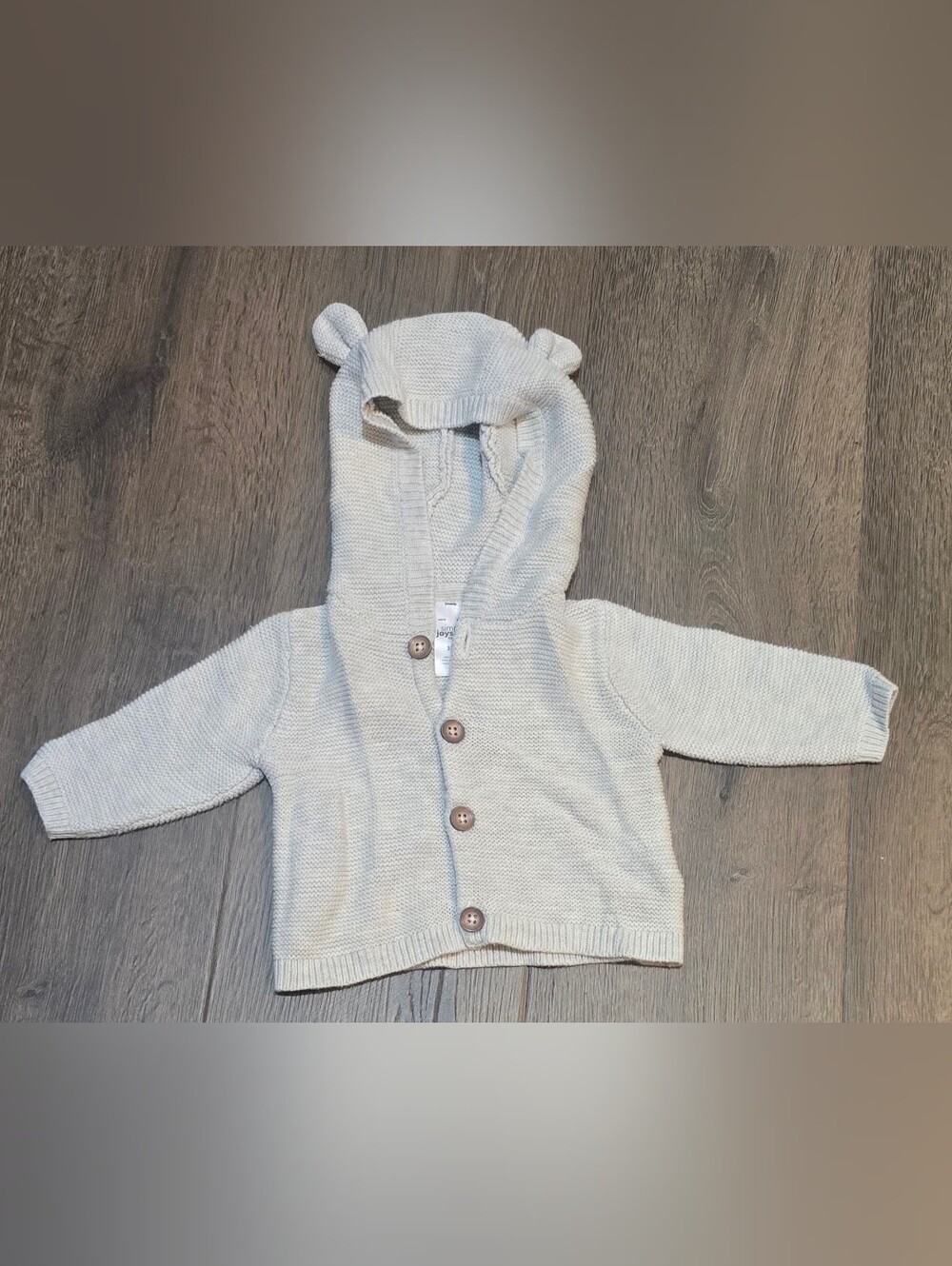 Simple Joys by Carter's Hooded Knit Button Cardigan Sweater Gray 3 Month